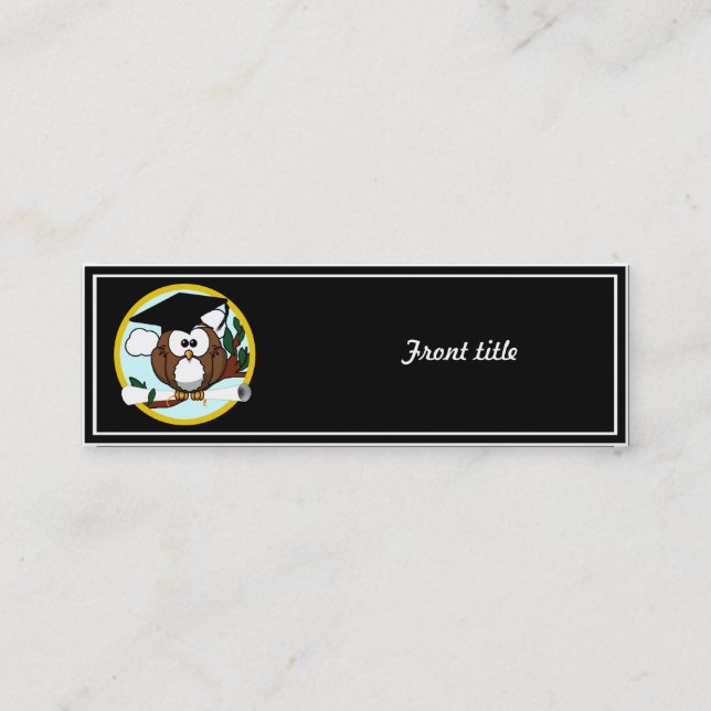 Cute Cartoon Graduation Owl With Cap & Diploma Calling Card (Front)