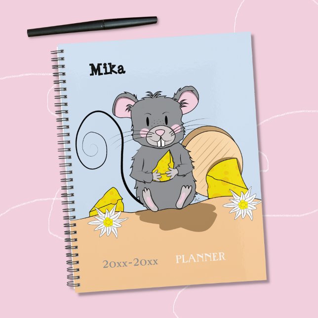 Cute Cartoon  Gray Mouse Elementary School Planner (Creator Uploaded)