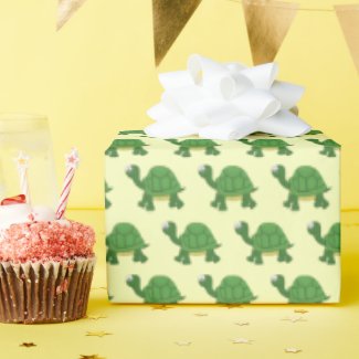 Cute Cartoon Green and Yellow Turtle Wrapping Paper