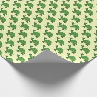Cute Cartoon Green and Yellow Turtle Wrapping Paper