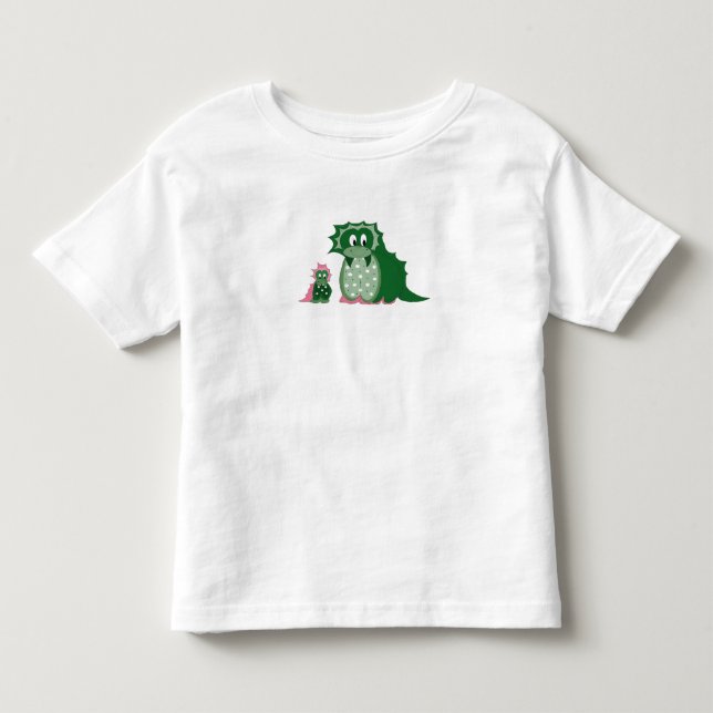 Cute Cartoon Green Dragons Toddler T-shirt (Front)