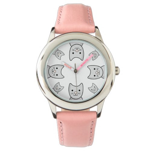 Cute Cartoon Grey Cats Watch