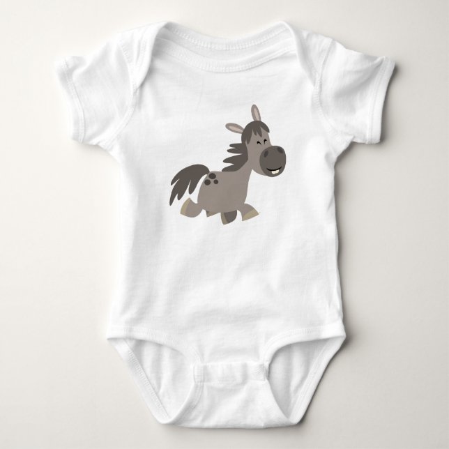 Cute Cartoon Grey Pony Baby Clothing Bodysuit (Front)