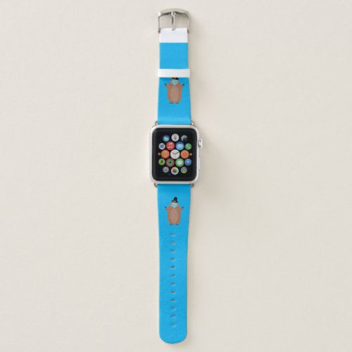 Cute cartoon groundhog in face mask apple watch band