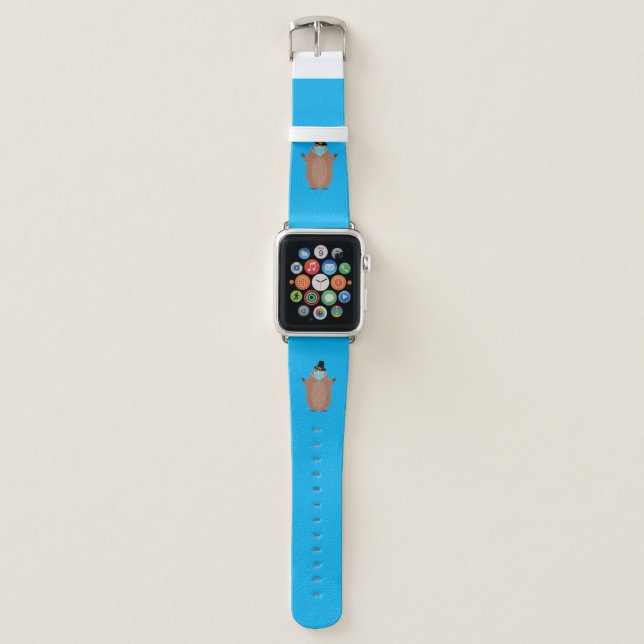 Cute cartoon groundhog in face mask apple watch band (Front)
