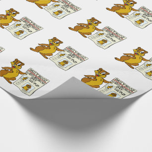 Cute Cartoon Groundhog w/ Groundhog Day Newpaper Wrapping Paper