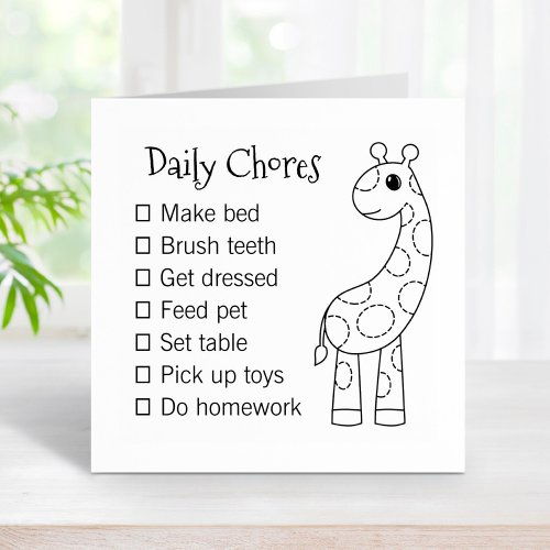 Cute Cartoon Guraffe Daily Chores List Rubber Stamp