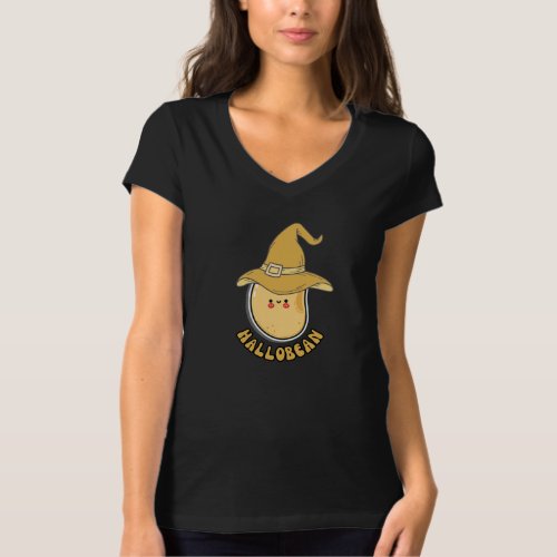 Cute Cartoon HalloBean with Witch Hat Pun  T_Shirt