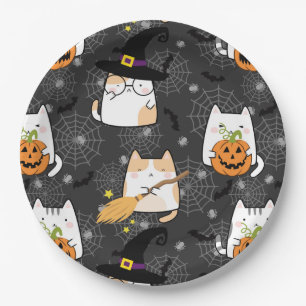 Cute Cartoon Halloween Cat  Paper Plates