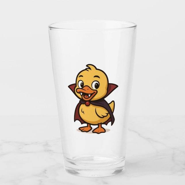 Cute cartoon Halloween duck vampire  Glass (Front)