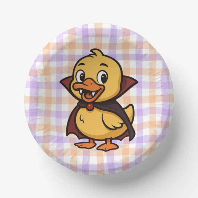 Cute cartoon Halloween duck vampire  Paper Bowls (Front)