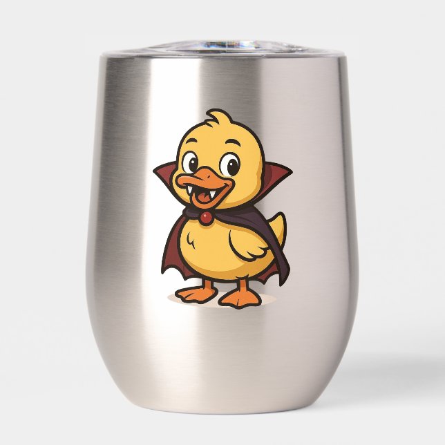 Cute cartoon Halloween duck vampire  Thermal Wine Tumbler (Front)