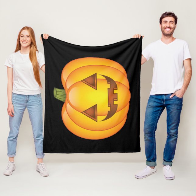 Cute Cartoon Halloween Jack O’Lantern Pumpkin Fleece Blanket (In Situ)