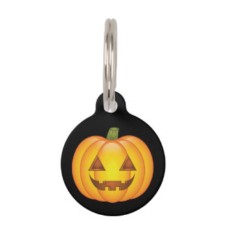 Cute Cartoon Halloween Jack O’Lantern Pumpkin Pet ID Tag