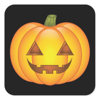 Cute Cartoon Halloween Jack O’Lantern Pumpkin Square Sticker