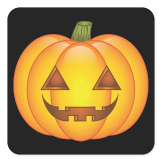 Cute Cartoon Halloween Jack O’Lantern Pumpkin Square Sticker