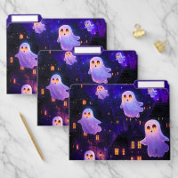 Cute Cartoon Halloween Midnight Flying Ghosts