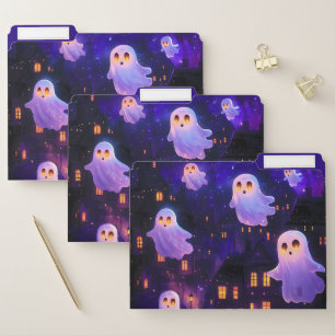 Cute Cartoon Halloween Midnight Flying Ghosts File Folder