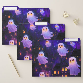 Cute Cartoon Halloween Midnight Flying Ghosts File Folder