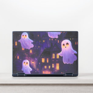 Cute Cartoon Halloween Midnight Flying Ghosts HP Laptop Skin