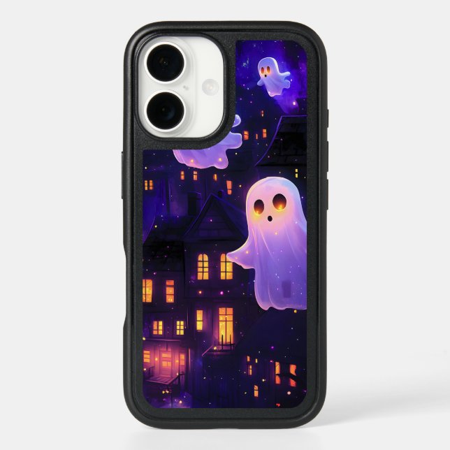 Cute Cartoon Halloween Midnight Flying Ghosts Otterbox iPhone Case (Back)
