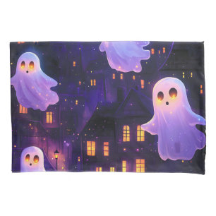 Cute Cartoon Halloween Midnight Flying Ghosts Pillow Case