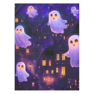 Cute Cartoon Halloween Midnight Flying Ghosts Tablecloth