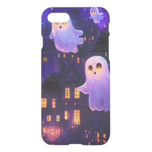 Cute Cartoon Halloween Midnight Flying Ghosts iPhone SE/8/7 Case