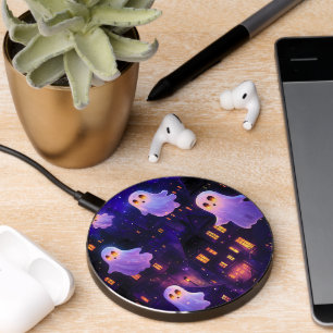 Cute Cartoon Halloween Midnight Flying Ghosts Wireless Charger