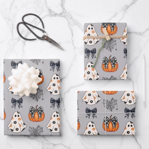 Cute Cartoon Halloween Pattern Wrapping Paper Sheets