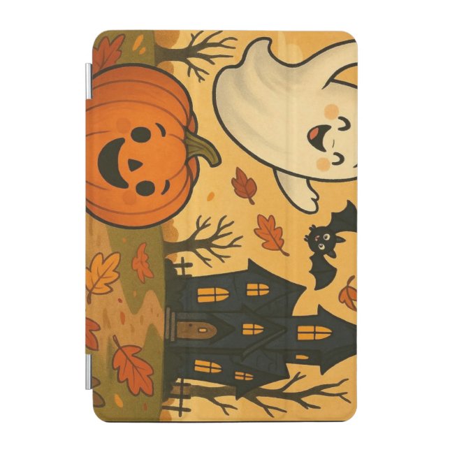 Cute cartoon Halloween pumpkin & ghost iPad Mini Cover (Front)