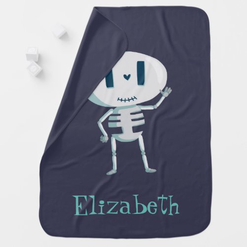 Cute Cartoon Halloween Skeleton Waving Hello Swaddle Blanket