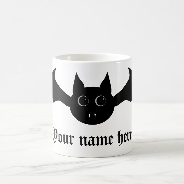 Cute cartoon Halloween vampire bat with big eyes Coffee Mug (Center)