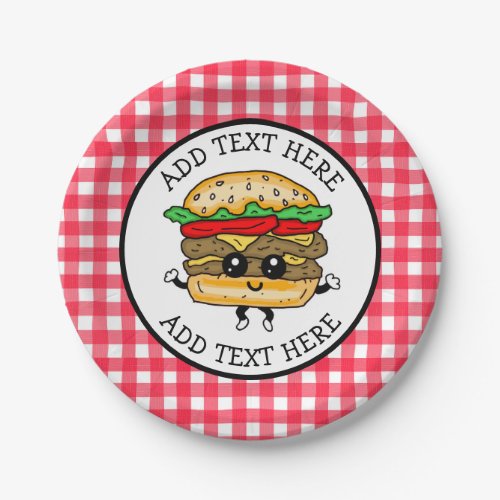 Cute Cartoon Hamburger Barbecue or Birthday Party  Paper Plates