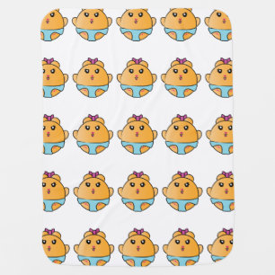 Cute Cartoon Hamster in Diaper for Her Mabel bean Baby Blanket