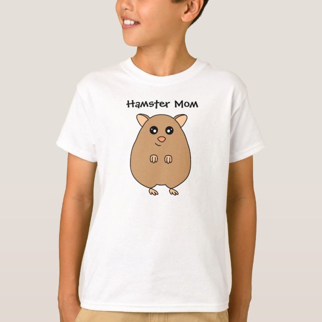 Cute Cartoon Hamster Mom Girls T-Shirt (Front)