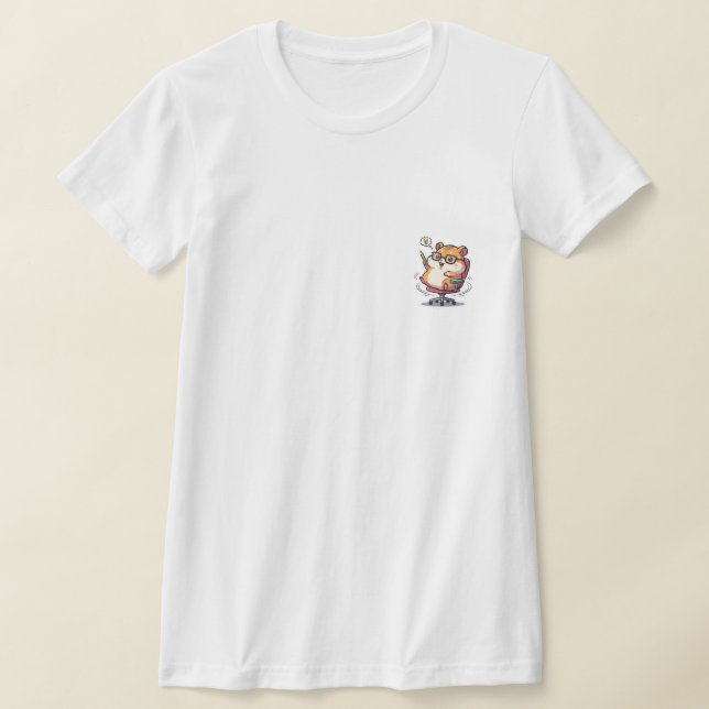 Cute Cartoon Hamster Spinning in Office Chair with T-Shirt (Laydown)