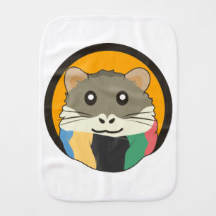 Cute cartoon hamster with a multicolored scarf baby burp cloth