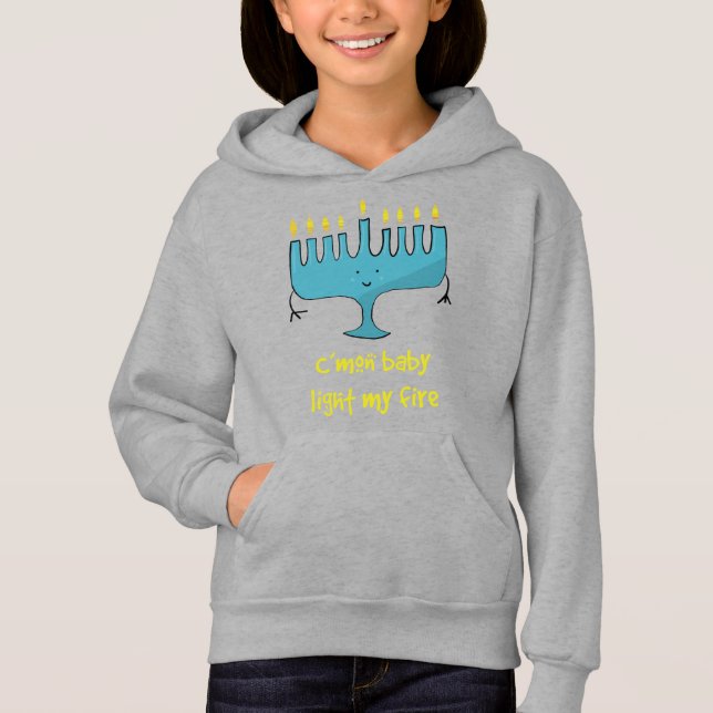 Cute cartoon Hanukkah festive Menorah Hoodie (Front)