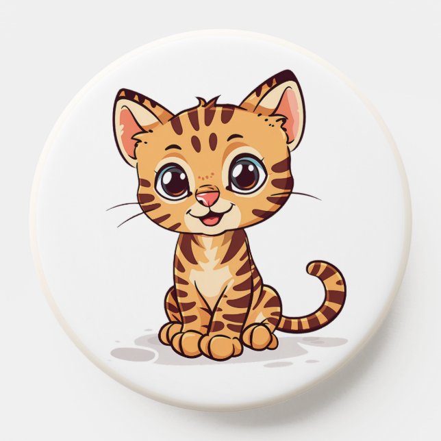 Cute Cartoon Happy Bengal Cat PopSocket (Popsocket)