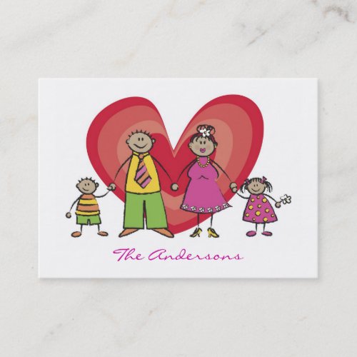 Cute Cartoon Happy Family Contact Calling Card
