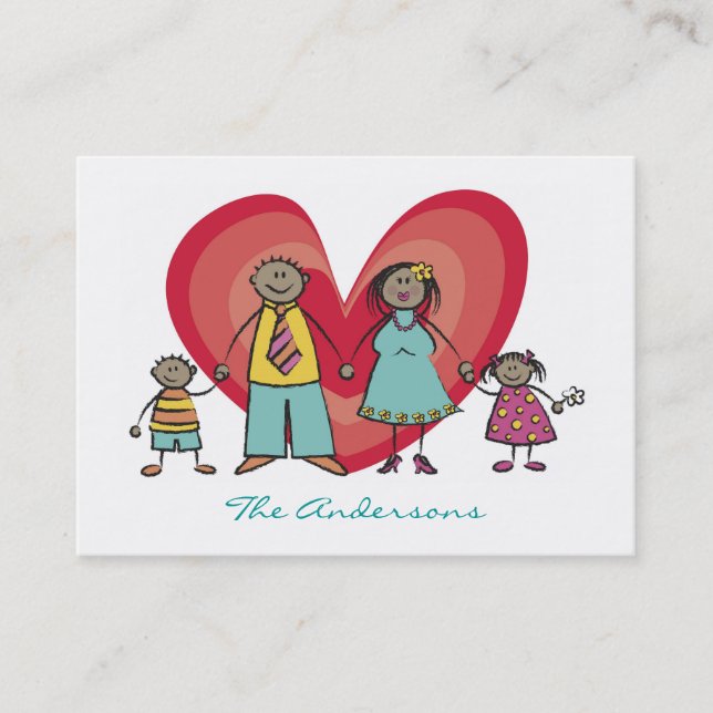 Cute Cartoon Happy Family Contact Calling Card (Front)