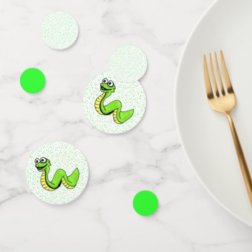 Cute Cartoon Happy Green Snake Polka Dots Confetti