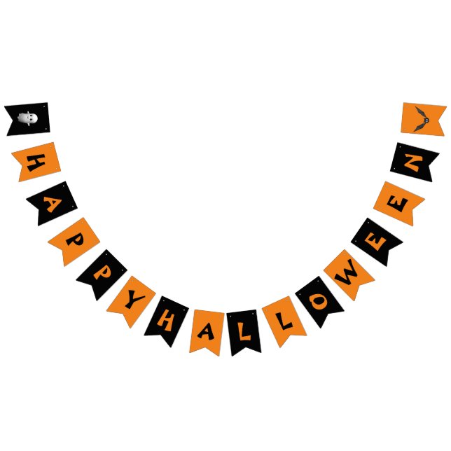 Cute Cartoon Happy Halloween Bunting Flags (All)