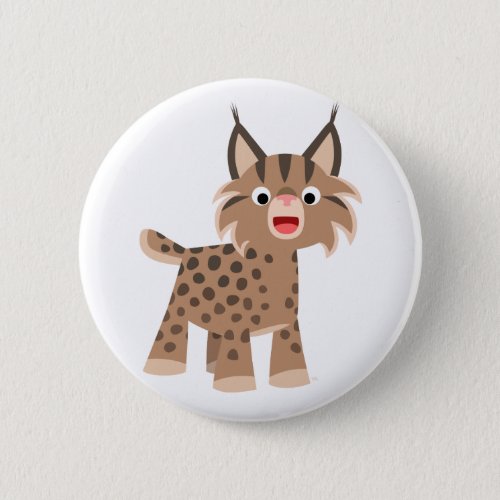 Cute Cartoon Happy Lynx Button Badge