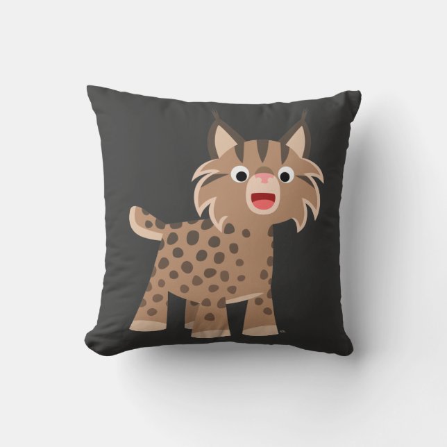Cute Cartoon Happy Lynx Pillow (Front)