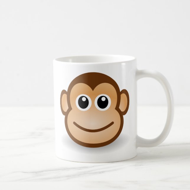 Cute Cartoon Happy Monkey Face Coffee Mug (Right)