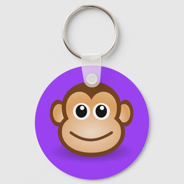 Cute Cartoon Happy Monkey Face Keychain (Front)
