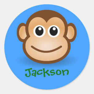 Cute Cartoon Happy Monkey Face Personalized Gift Classic Round Sticker