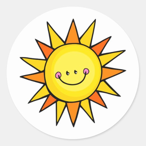 Cute Cartoon Happy Smiling Summer Sun Classic Round Sticker